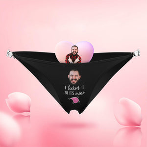 Custom Face Chain Linked Solid Panty Personalised I Licked It Thong Valentine's Day Gift