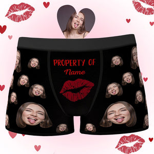 Custom Boxers with Face Briefs for Men Property of Text and Name