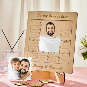 Custom Photo Name Acrylic Wooden Puzzle Father's Day Decoration Gift