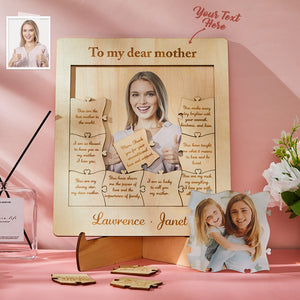 Custom Photo Name Acrylic Wooden Puzzle Mother's Day Decoration Gift