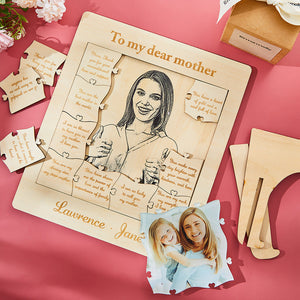 Custom Photo Name Acrylic Wooden Puzzle Mother's Day Decoration Gift