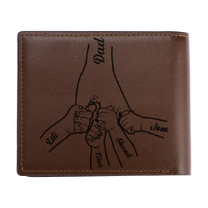 Father's Day Gifts Custom 1-5 Kids Personalized Names Fists Wallet Men's Bifold Wallet for Dad - MadeMineAU