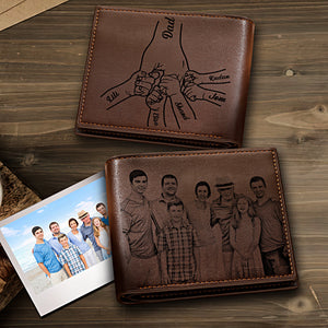 Father's Day Gifts Custom 1-5 Kids Personalized Names Fists Wallet Men's Bifold Wallet for Dad - MadeMineAU