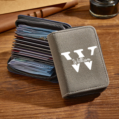 Personalized Leather Wallet with 18 Card Slots Card Holder Wallet Birthday Gift for Him - MadeMineAU