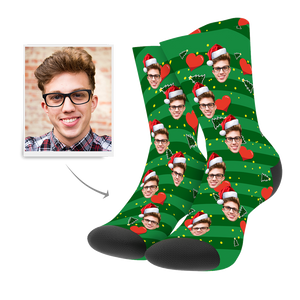 Christmas Custom Heart Photo Socks - MadeMineAU