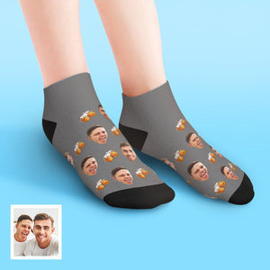 Custom Low Cut Ankle Face Socks Beer Party Socks - MadeMineAU