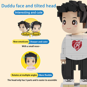 Full Body 2 People Duddu Brick Figures Custom Brick Figure For Daddy Perfect For Father's Day For Stylish Grey Hair Old Daddy And Me - MadeMineAU