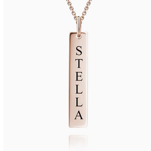Vertical Bar Necklace with Engraving Rose Gold Plated Silver - MadeMineAU