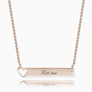Heart Bar Necklace with Engraving Rose Gold Plated Silver - MadeMineAU