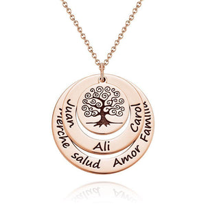 Engraved Necklace Name Necklace Memorial Gifts for Mom Family Tree Necklace Rose Gold Plated Silver - MadeMineAU