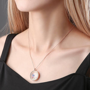 Personalized Birthstone Floating Locket Necklace with Engraving Rose Gold Plated