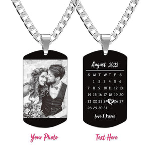 Custom Engraved Photo Necklace Photo And Date Perfect Gift For Couple On Anniversary