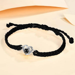 Custom Photo Projection Braided Rope Bracelet Memorial Photo Inside Bracelet Gifts for Her