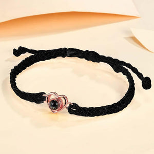 Custom Photo Projection Braided Rope Bracelet Memorial Photo Inside Bracelet Gifts for Her