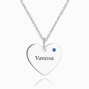 Heart Tag Personalized Birthstone Necklace with Engraving Rose Gold Plated Silver - MadeMineAU