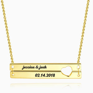 Engraved Double Bar Necklace 14k Gold Plated Silver - MadeMineAU