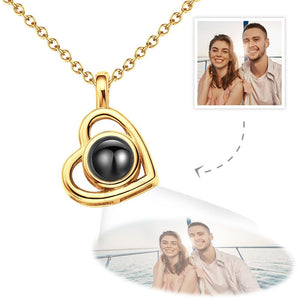 Custom Photo Necklace Projection Heart-shaped Hollow Couple Theme Gifts - MadeMineAU