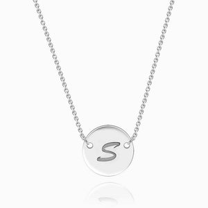 Engraved Coin Initial Necklace Silver - MadeMineAU