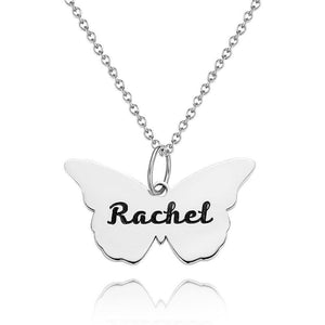 Butterfly Engraved Necklace Name Necklace Memorial Gift Friendship Necklace Bridesmaid Gift Rose Gold Plated Silver - MadeMineAU