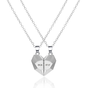 Personalized Two Souls One Heart Pendant Magnet Necklaces for Couple Necklace Anniversary Gifts - 