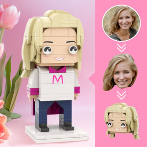 Mother's Day Gift For Super Mom Customizable Head Brick Figures Super Mom Wearing a Cape - MadeMineAU