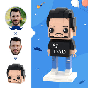 Gifts for Dad Custom Head Brick Figures NO.1 Dad Brick Figures Small Particle Block Toy - MadeMineAU