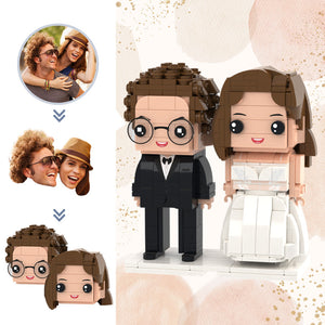 Wedding Gifts Wedding Brick Figures Customizable Head 2 People Custom Brick Figures - MadeMineAU