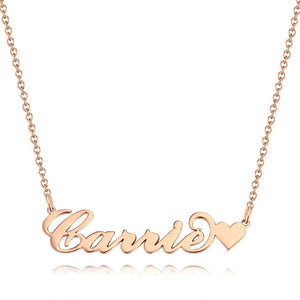 Carrie Style Custom Name Necklace with Little Heart Unique Gift 14K Gold - MadeMineAU