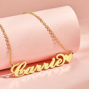 Carrie Style Custom Name Necklace with Little Heart Unique Gift 14K Gold - MadeMineAU