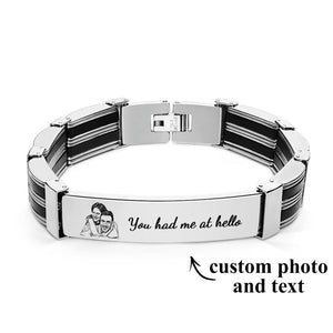 Personalized Photo Bracelet With Text Trendy Bracelet Father's Day Gift For Men - MadeMineAU