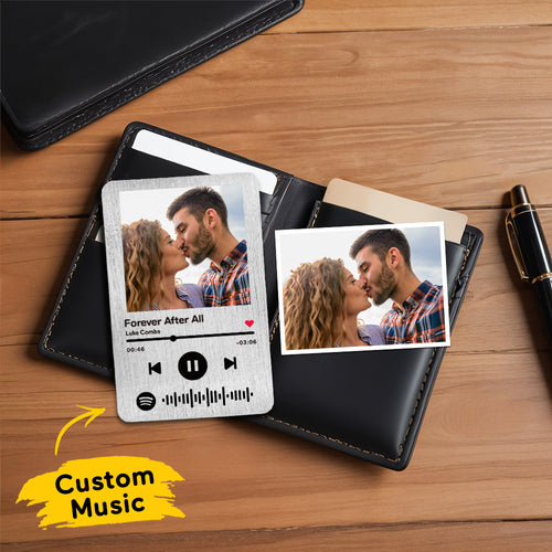 Personalized Photo Metal Wallet Card with Music, Custom Wallet Card Keepsake, Gift for Dad and Mom, Gift for Him, Bestie Gift, Couple Gifts