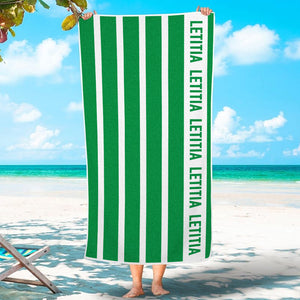 Personalized Stripe Beach Towel with Name Beach Accessories Gift for Family Kids - MadeMineAU