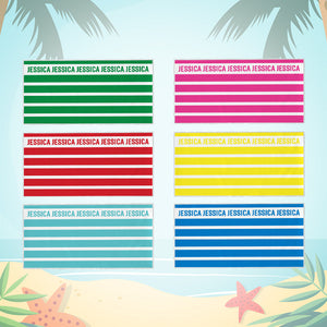 Personalized Stripe Beach Towel with Name Beach Accessories Gift for Family Kids - MadeMineAU