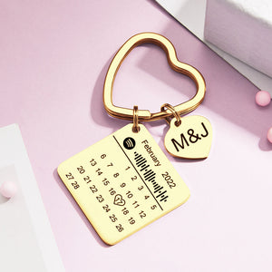 Custom Spotify Calendar Custom Calendar Photo Keychain Anniversary Gifts Heart Shape Keychain Couple Gift - MadeMineAU