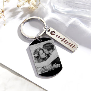 Personalized Spotify Calendar Keychain Custom Picture & Music Song Code Couples Photo Keyring Gifts for Valentine's Day - NameNecklace