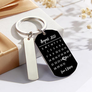 Personalized Spotify Calendar Keychain Custom Picture & Music Song Code Couples Photo Keyring Gifts for Valentine's Day - NameNecklace