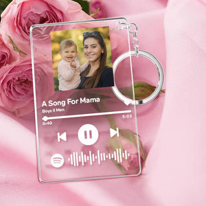 Custom Scannable Spotify Code Music Keychain for New Dad First Father's Day Gifts