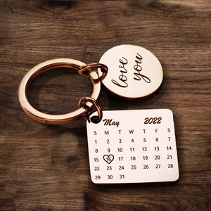 Personalised Calendar Keychain Date Keychain Anniversary Gifts - Rose Gold