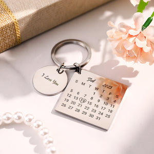 Personalised Calendar Keychain Date Keychain Anniversary Gifts - Rose Gold
