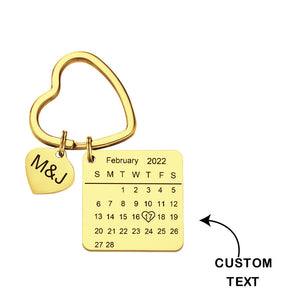 Custom Engraved Calendar Keychain Heart Key Ring Save the Date Keychain Christmas Gift - MadeMineAU