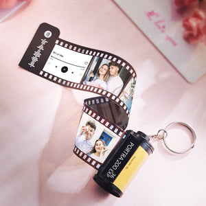 Custom Spotify Code Camera Film Roll Keychain with Song Text Aniversary Gifts for Her/Him - MadeMineAU