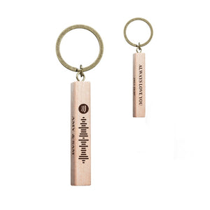 Custom Spotify Code Keychain Personalized Wooden Keychain with Your Text 3 Sides Engraving Anniversary Gifts