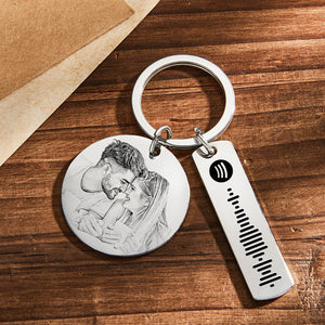 Custom Photo Calendar Spotify Keychain Personalized Stainless Steel Keychain Gift for Lover Christmas Gift - MadeMineAU