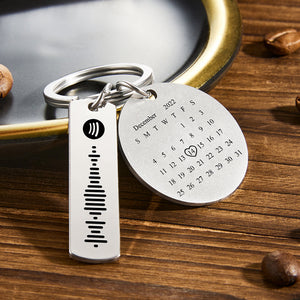 Custom Photo Calendar Spotify Keychain Personalized Stainless Steel Keychain Gift for Lover Christmas Gift - MadeMineAU