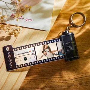 Custom Photo Film Roll Keychain Scannable Spotify Code Creative Couple Gift - MadeMineAU