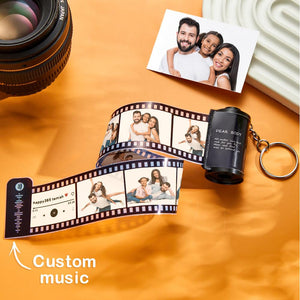 Custom Photo Film Roll Keychain Scannable Spotify Code Creative Couple Gift - MadeMineAU