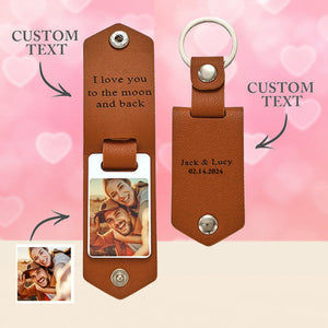 Couple Gifts Custom Leather Keychain Personalized Engrave Keychain Anniversary Gift For Couple - MadeMineAU