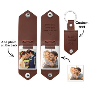 Couple Gifts Custom Leather Keychain Personalized Engrave Keychain Anniversary Gift For Couple - MadeMineAU