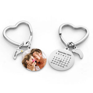 Custom Photo Calendar Keychain with Baby Feet Charm Personalized Calendar  the Perfect Heartfelt Gift - MadeMineAU