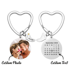 Custom Photo Calendar Keychain with Baby Feet Charm Personalized Calendar  the Perfect Heartfelt Gift - MadeMineAU